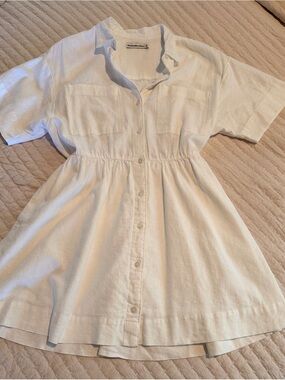 Abercrombie & Fitch White Linen Button-Up Dress S